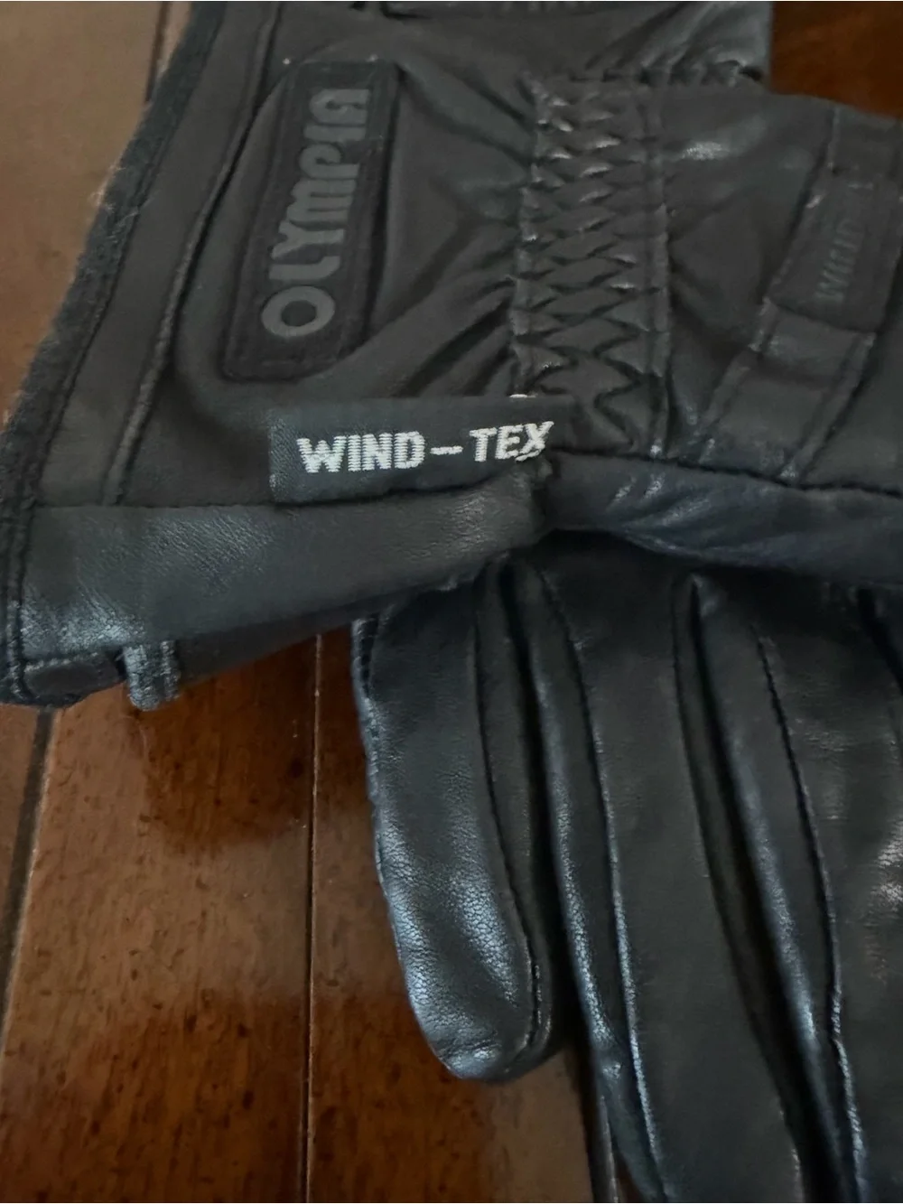 Black Leather Wind-Tex Gloves with velcro wrist!